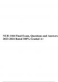 NUR 1104 Final Exam, Questions and Answers 2023-2024 Rated 100% Graded A+.