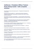 California - Probation Officer Trainee Exam Study Guide 1 with complete solution