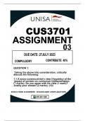 CUS3701 ASSIGNMENT 03 DUE DATE 27JULY2023
