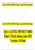 AQA AS LEVEL PHYSICS Paper 2 June 2023 Mark Scheme.