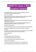 USHIST101 Exam 3 With Complete Solution