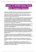 Capter 27 APUSH Study Guide With Complete Solution
