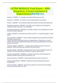 LETRS MODULE Final Exam &ndash; With Questions&comma; Correct Answers & Elaborations&lpar;RATED A&plus;&rpar; 