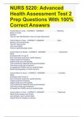 NURS 5220: Advanced Health Assessment Test 2 Prep Questions With 100% Correct Answers