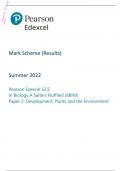 Edexcel AS Level 2022 Biology A (Salters Nuffield) PAPER 2: Development, Plants and the Environment Mark Scheme