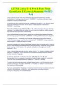LETRS Units 5 - 8 Pre & Post Test- Questions & Correct Answers&lpar;RATED A&plus;&rpar;