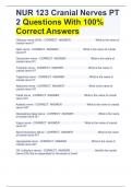 NUR 123 Cranial Nerves PT 2 Questions With 100% Correct Answers