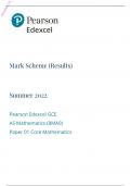 	Edexcel AS Level 2022 PAPER 1: Pure Mathematics Mark Scheme 
