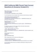 2022 California DMV Permit Test&vert; Correct Questions & Answers&lpar; Graded A&plus;&rpar;