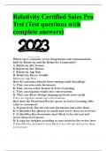 Relativity Certified Sales Pro Test &lpar;Test questions with complete answers&rpar;