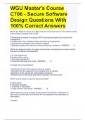 WGU Master's Course C706 - Secure Software Design Questions With 100% Correct Answers