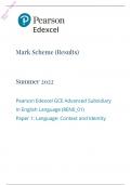 Edexcel AS Level 2022 English Language PAPER 1: Language: Context and Identity Mark Scheme