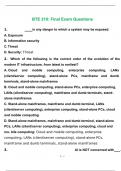 BTE 210&colon; Final Exam Questions and Answers 2022 with complete solution