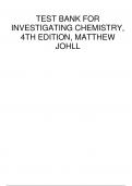 TEST BANK FOR INVESTIGATING CHEMISTRY, 4TH EDITION, MATTHEW JOHLL