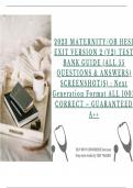 2023 MATERNITY/OB RN HESI EXIT VERSION 2 (V2) TEST BANK STUDY GUIDE SCREENSHOTS (ALL 55 QUESTIONS & ANSWERS): Next Generation Format ALL 100% CORRECT – GUARANTEED A++ 