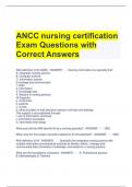 ANCC nursing certification Exam Questions with Correct Answers 