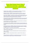 Texas Real Estate Exam/ State & National Licensing – Complete Questions & Answers (100% Correct Answers)