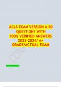 ACLS(Advanced Cardiovascular Life Support) EXAM VERSION A 50  QUESTIONS WITH 100% VERIFIED ANSWERS  / A+  GRADE/ACTUAL EXAM
