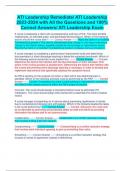 ATI Leadership Remediate/ ATI Leadership  2023-2024 with All the Questions and 100%  Correct Answers/ ATI Leadership Exam