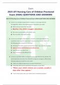 Exam 2023 ATI Nursing Care of Children Proctored Exam &lbrace;NGN&rcub; QUESTIONS AND ANSWERS