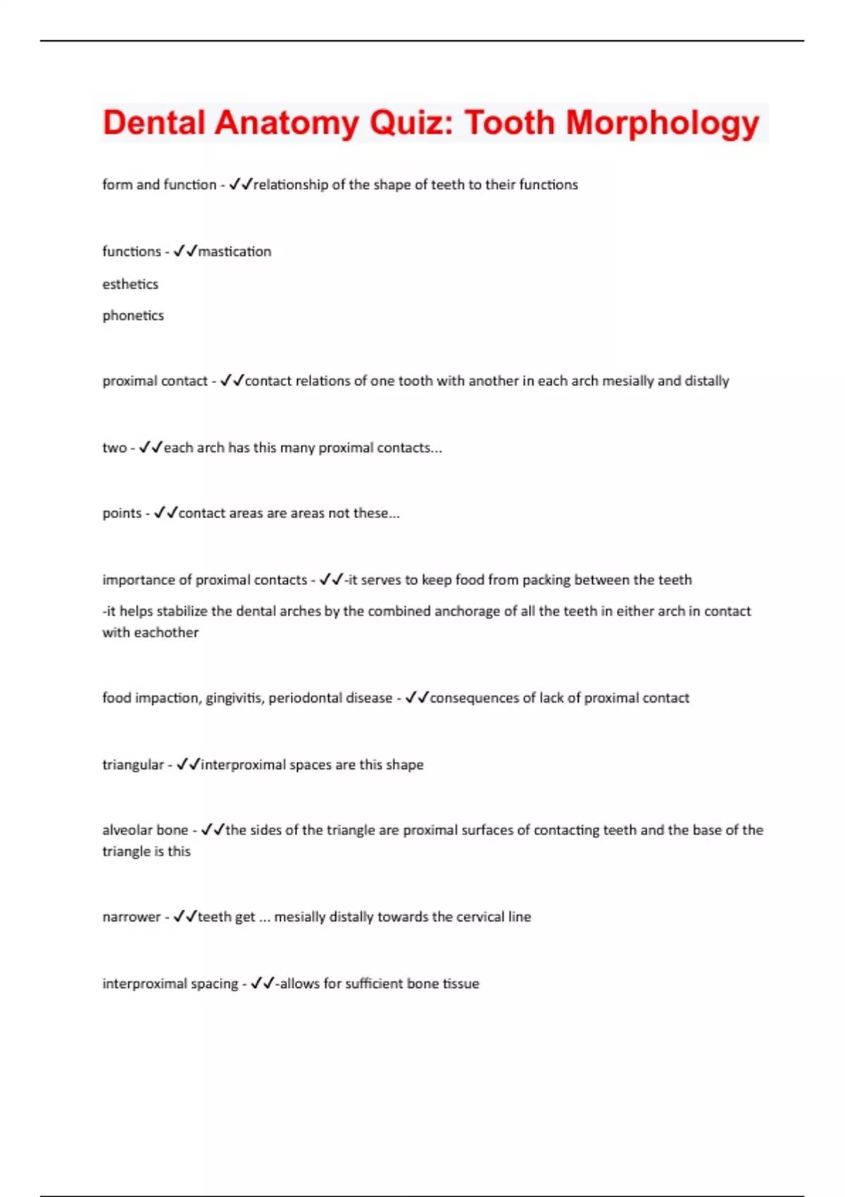 Dental Anatomy Quiz Tooth Morphology 2023 Questions and Answers with