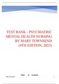 TEST BANK FOR PSYCHIATRIC MENTAL HEALTH NURSING BY MARY TOWNSEND 9TH EDITION LATEST UPDATE