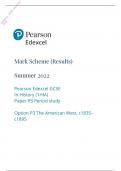 2022 Pearson Edexcel GCSE History PAPER 2&colon; Option P3&colon; The American West Mark Scheme