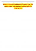 NURS 6660N Final Exam-2 Versions 150 Questions & Answers Latest Update 2022&sol;2023 &plus;