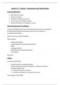 Lecture notes Clinical Psychology - Autism Assessment and Intervention