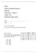 AQA GCSE  Edexcel  Combined Science Chemistry – Paper 2 Higher Tier Predicted Paper 2023