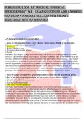 NURSING NUR 305 ATI Medical&sol;Surgical  Neurosensory AH1 Exam Questions And Answers  Graded A&plus; Assured Success New Update  2022&sol;2023 with rationales