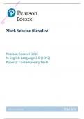 Edexcel GCSE English Language PAPER 2 Contemporary Texts 2022 mark scheme