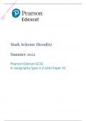 Edexcel GCSE Geography A PAPER 2: The Human Environment 2022 mark scheme