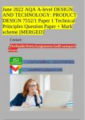 June 2022 AQA A-level DESIGN AND TECHNOLOGY: PRODUCT DESIGN 7552/1 Paper 1 Technical Principles Question Paper + Mark scheme [MERGED]
