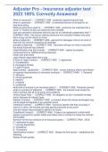 Adjuster Pro - Insurance adjuster test 2023 100&percnt; Correctly Answered