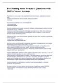 Pre-Nursing notes for quiz 1 Questions with 100&percnt; Correct Answers 