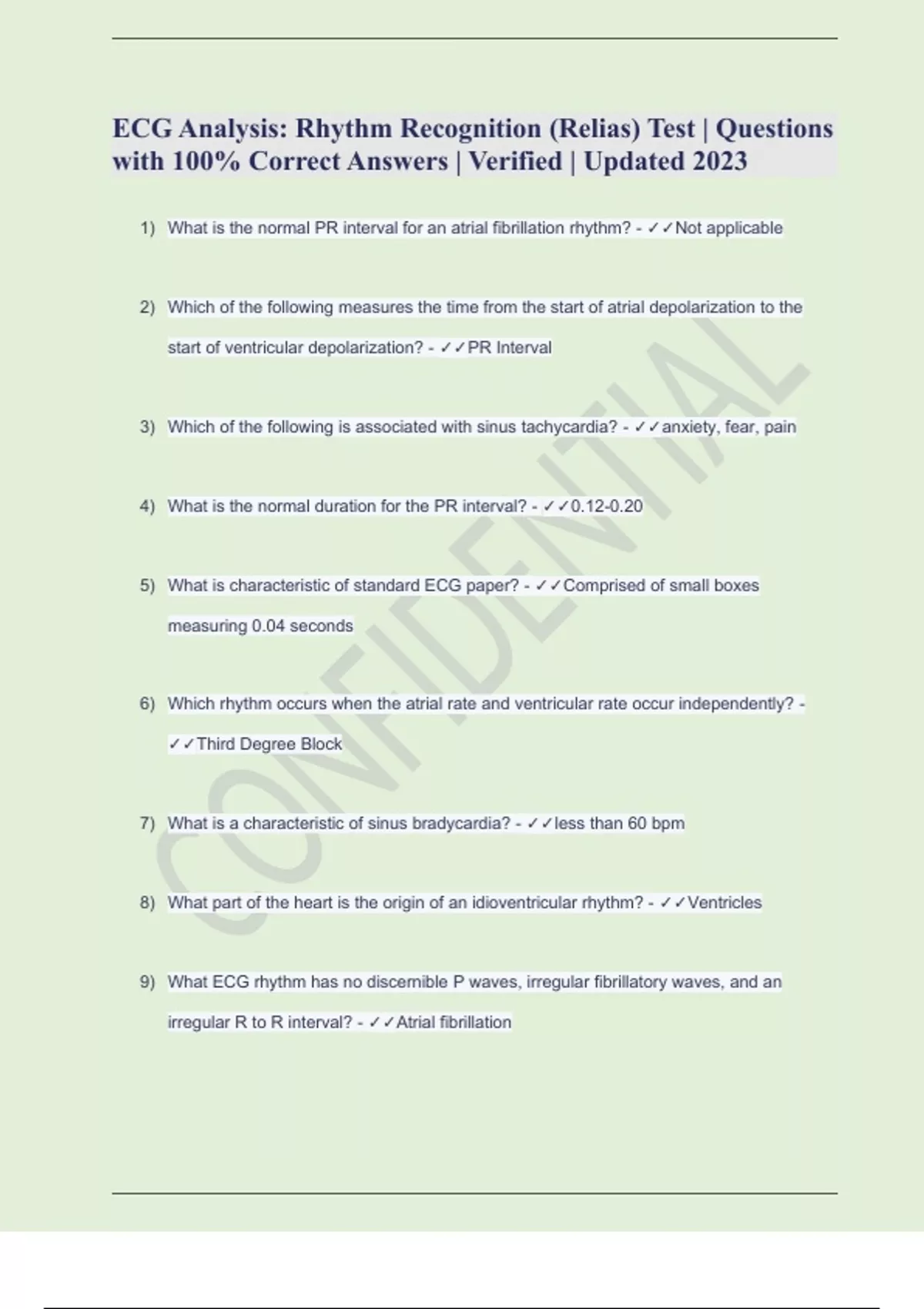 Ecg Analysis Rhythm Recognition Relias Test Questions With 100