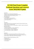 AZ-104 Microsoft Azure Final Exam Testbank Questions and Answers Latest 2022/2023 Update
