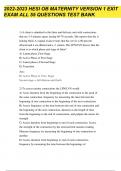 2023 HESI MATERNITY OB EXAM LATEST  VERSION 1 &lpar; V1&rpar;CONTAINS 55 QUESTIONS AND CORRECT ANSWERS &vert;ALREADY GRADED A&plus; 