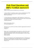 Peds Final Questions and 100% Verified Answers!!!