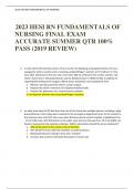 2023 HESI RN FUNDAMENTALS OF NURSING FINAL EXAM ACCURATE SUMMER QTR 100% PASS (2019 REVIEW)