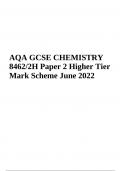 AQA GCSE CHEMISTRY 8462/2H Paper 2 Higher Tier Mark Scheme June 2022