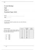 AQA A-Level Biology  Paper 1 Predicted Paper 2023 attached with marking scheme
