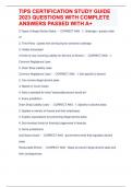 TIPS CERTIFICATION STUDY GUIDE 2023 QUESTIONS WITH COMPLETE ANSWERS PASSED WITH A&plus;
