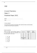 AQA  A-Level Chemistry  Paper 3 Predicted Paper 2023 attached with marking scheme 