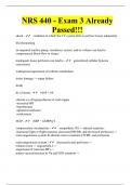NRS 440 - Exam 3 Already Passed&excl;&excl;&excl;