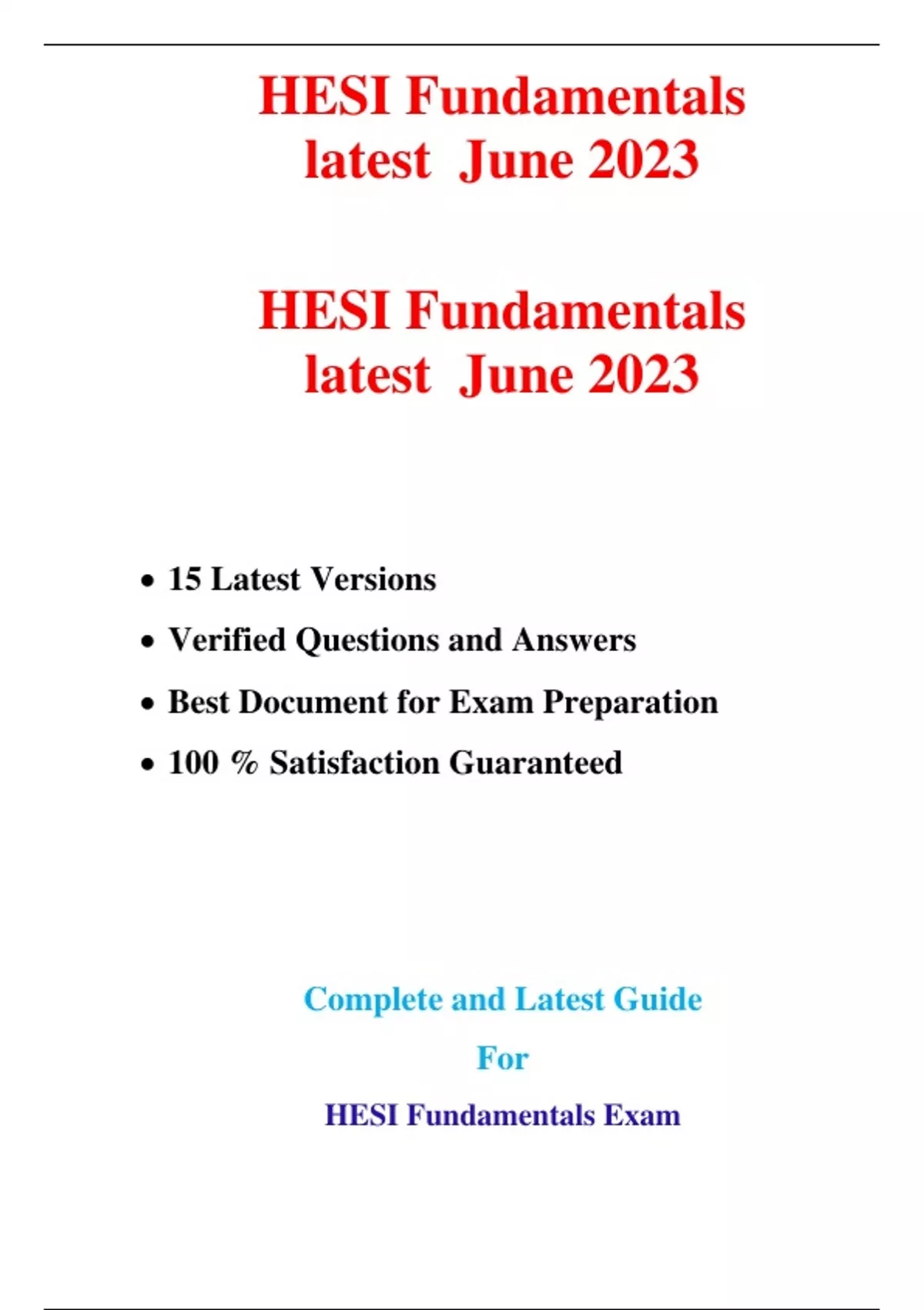 HESI Fundamentals latest June 2023 - HESI Fundamentals - Stuvia US