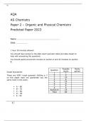 AQA AS Chemistry  Paper 2 – Organic and Physical Chemistry Predicted Paper may 2023 attached with marking scheme 