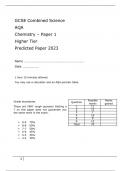 AQA GCSE Combined Science  Chemistry – Paper 1 Higher Tier Predicted Paper may 2023 attached with marking scheme 