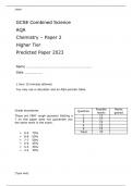 AQA GCSE Combined Science  Chemistry – Paper 2 Higher Tier Predicted Paper may 2023 attached with marking scheme 